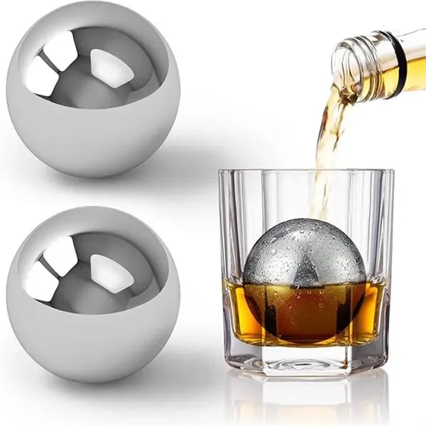 2pcs Stainless Steel Ice Cubes Whiskey Chilling Stones Balls