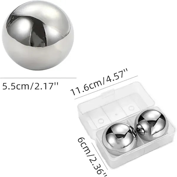 2pcs Stainless Steel Ice Cubes Whiskey Chilling Stones Balls