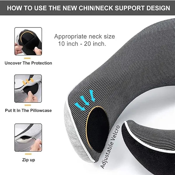 100% Pure Memory Foam Upgraded Travel Airplane Neck Pillow