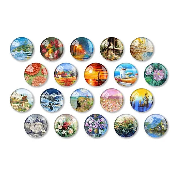 Glass Refrigerator Magnets, Decorative for Kitchen, Office