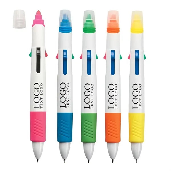 Promo 4 Ink Color Quatro Pen With Highlighter