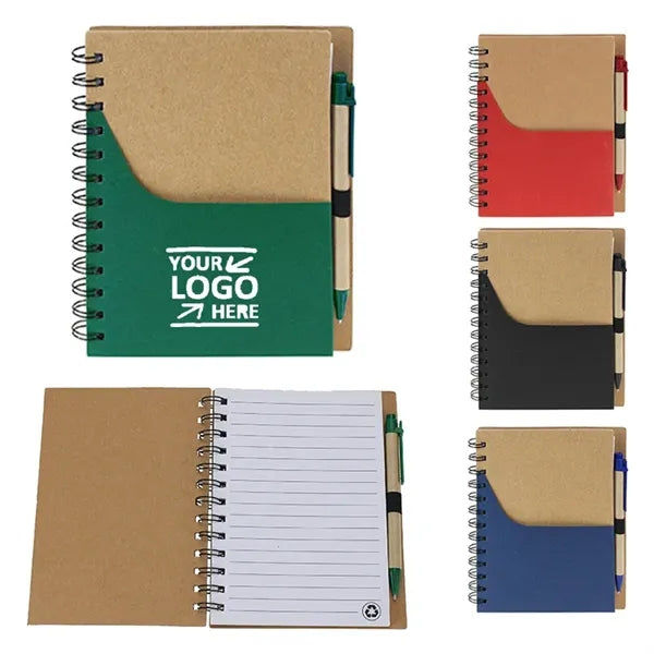 7" x 6" Pocket Spiral Notebook with Pen