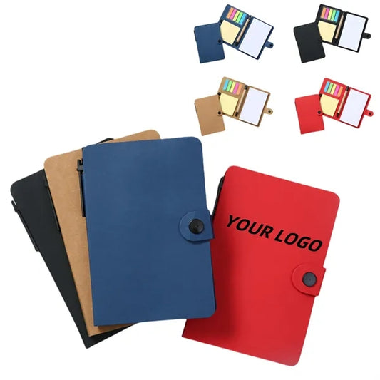 Kraft Paper Notebook with Sticky Notes and Pen