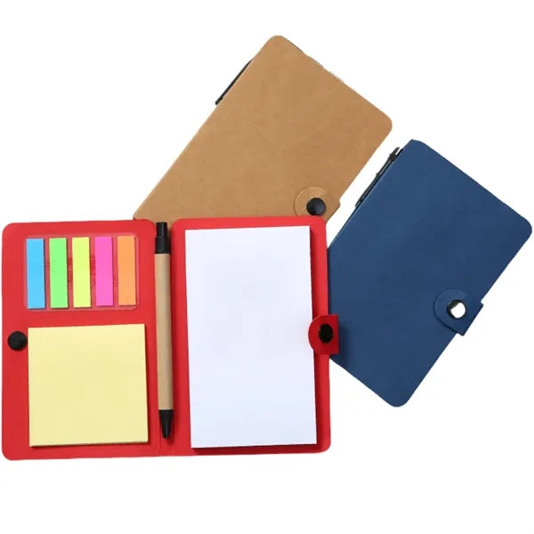 Kraft Paper Notebook with Sticky Notes and Pen