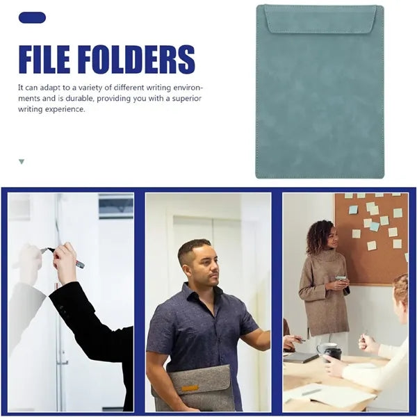 A4 Leather Business Conference Clipboard with Magnetic Clip