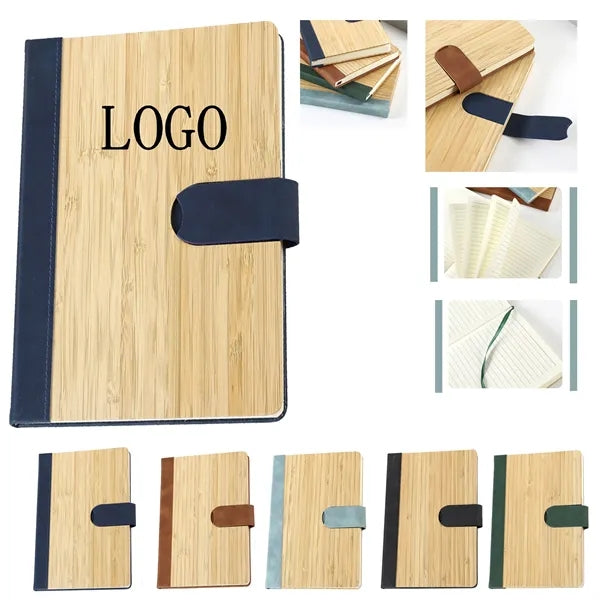 200Pages A5 Bamboo Lined Journal Notebook Magnetic Buckle