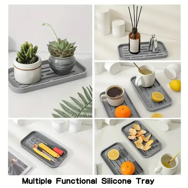 Kitchen Sink Organizer Silicone Sponge Holder Storage Tray