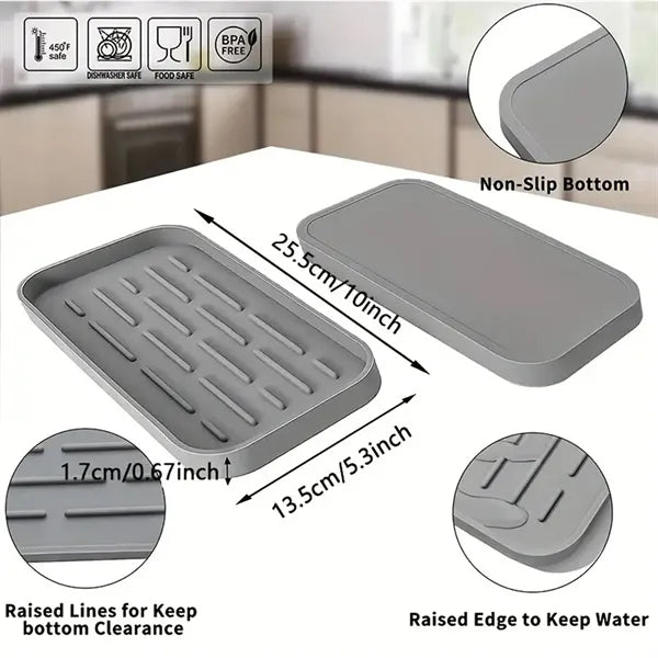 Kitchen Sink Organizer Silicone Sponge Holder Storage Tray