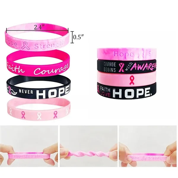 Silicone Breast Cancer Awareness Wristbands