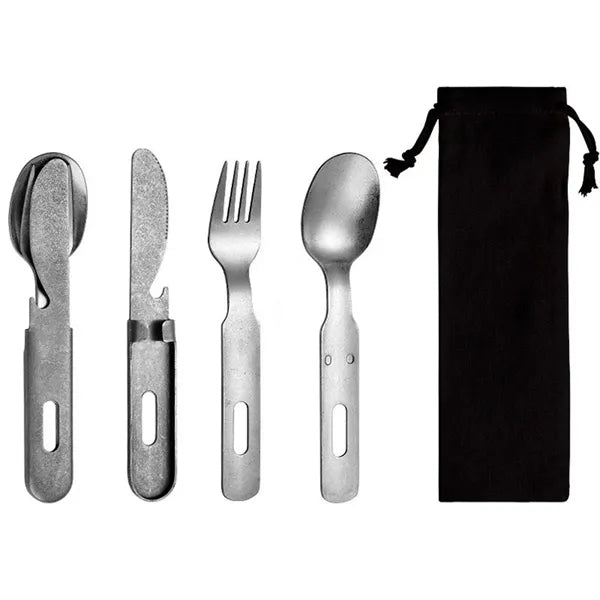 Stainless Steel Cutlery Three-Piece Portable Bag For Camping