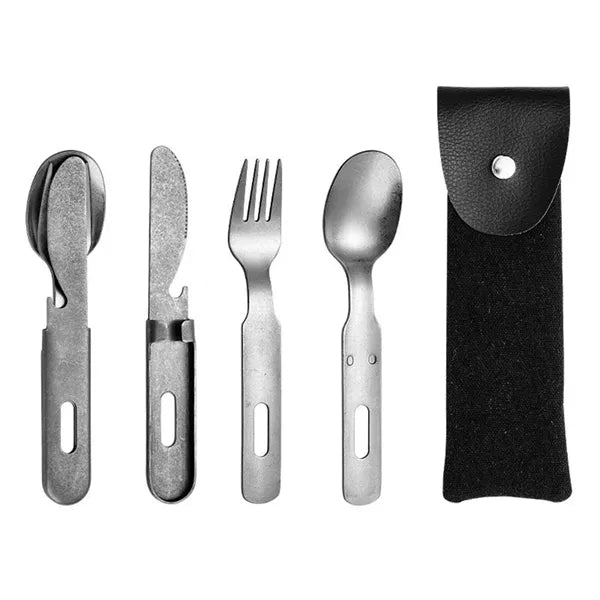 Stainless Steel Cutlery Three-Piece Portable Bag For Camping
