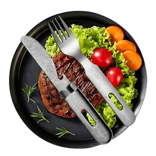 Stainless Steel Cutlery Three-Piece Portable Bag For Camping