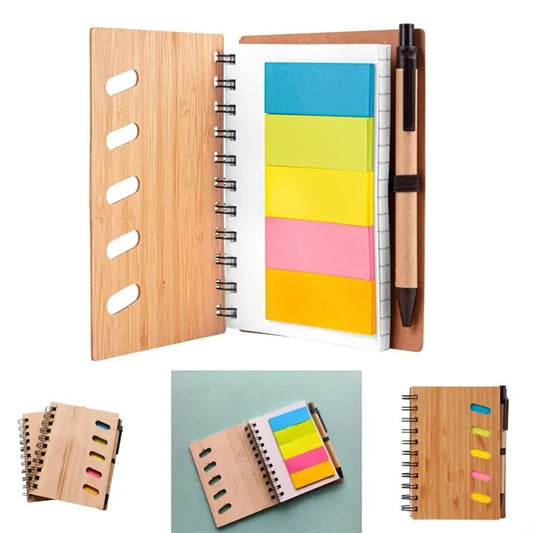 Bamboo Notebook with Sticky Note and Pen