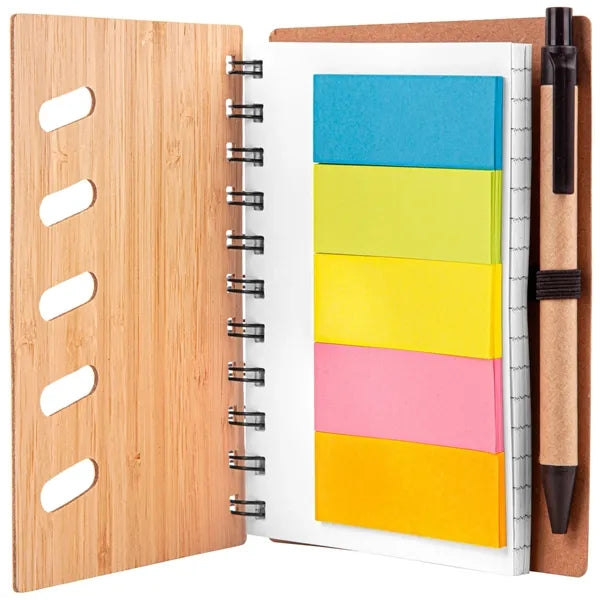 Bamboo Notebook with Sticky Note and Pen