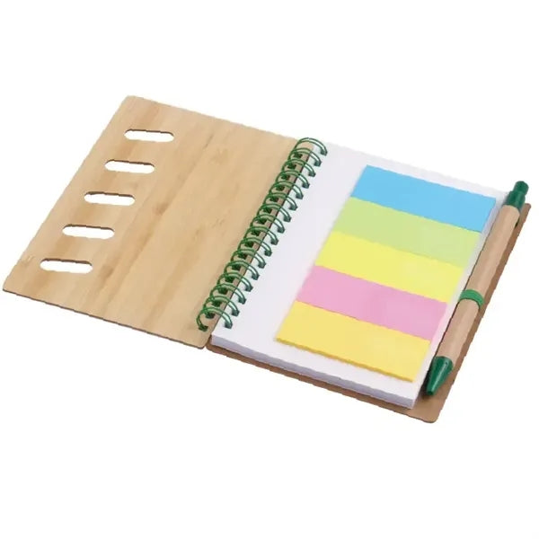 Bamboo Notebook with Sticky Note and Pen