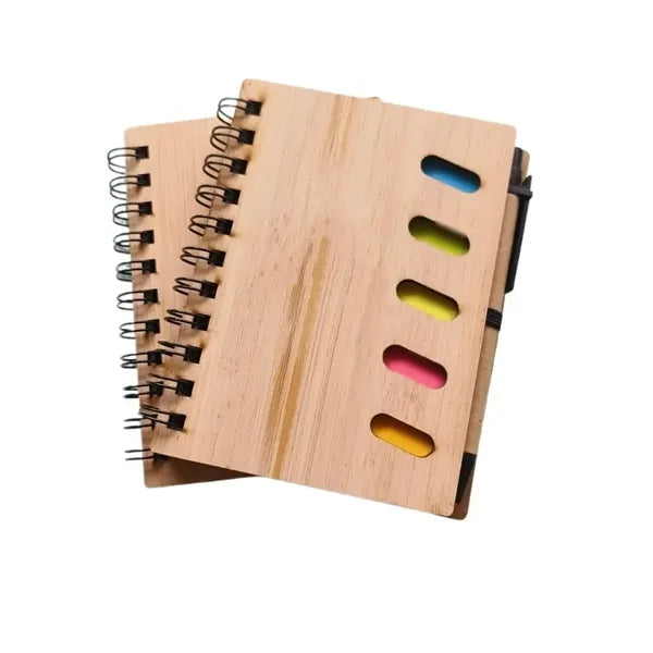 Bamboo Notebook with Sticky Note and Pen