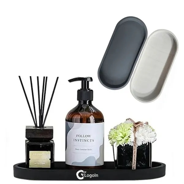Oval Bathroom Vanity Tray Kitchen Sink Countertop Organizer