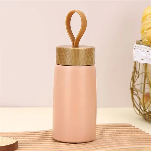 Portable Thermos With Wood Grain Lid