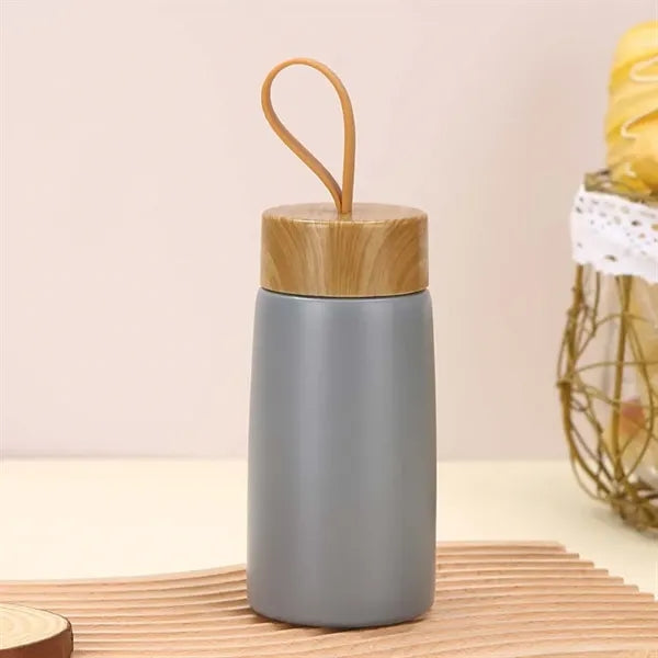 Portable Thermos With Wood Grain Lid
