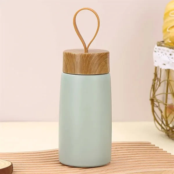 Portable Thermos With Wood Grain Lid