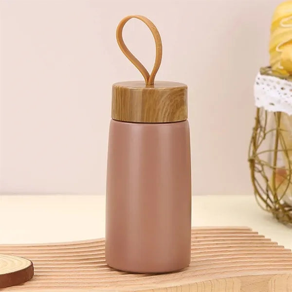Portable Thermos With Wood Grain Lid