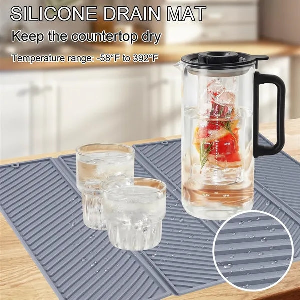 Silicone Dish Drying Mat for Kitchen Counter Four-Fold