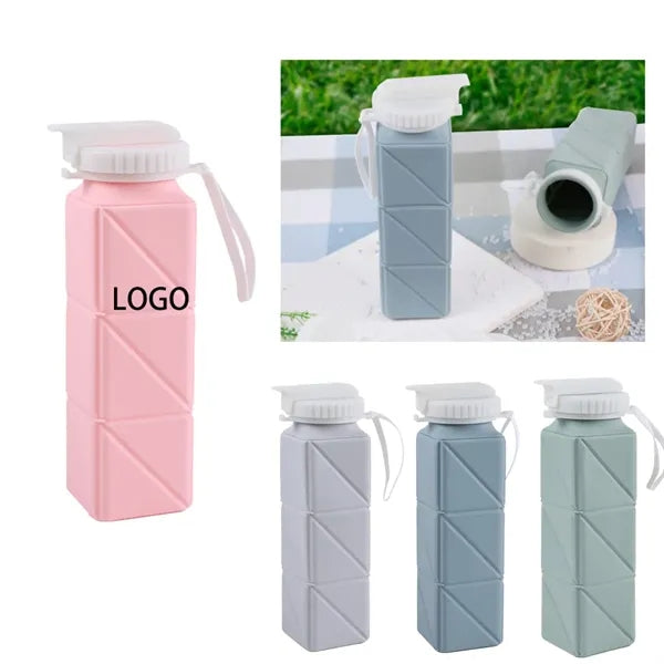 Square Silicone Folding Water Bottle