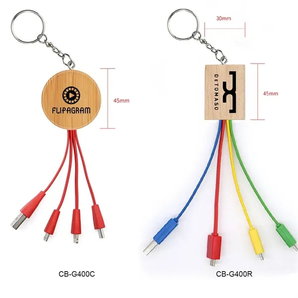 Eco-Friendly 4 In 1 Charging Cable Made From Bamboo