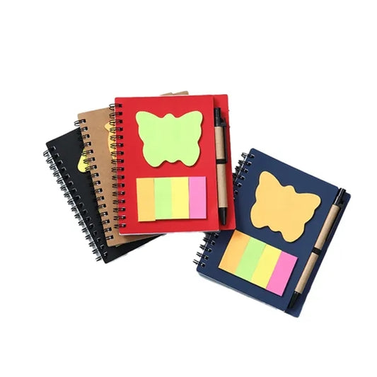 Journal with Sticky Notes Flags Pen And Transparent Cover