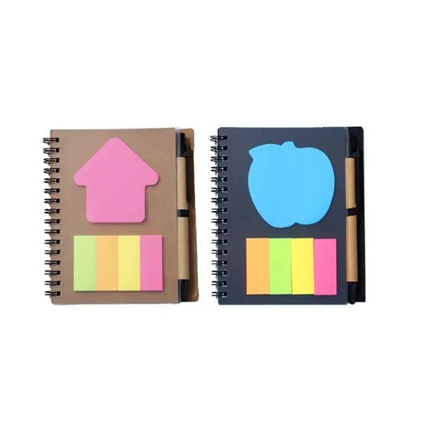 Journal with Sticky Notes Flags Pen And Transparent Cover