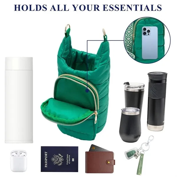 Crossbody Water Bottle Cooler Bag with Adjustable Strap