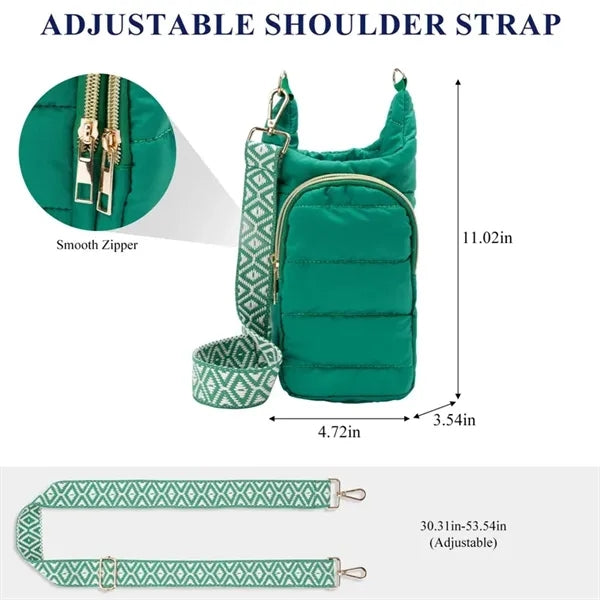 Crossbody Water Bottle Cooler Bag with Adjustable Strap