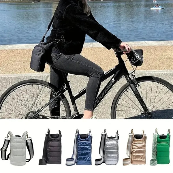 Crossbody Water Bottle Cooler Bag with Adjustable Strap