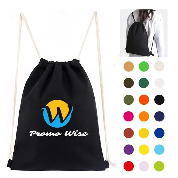 Canvas Cotton Drawstring Backpack Bag Sport Gym Sackpack