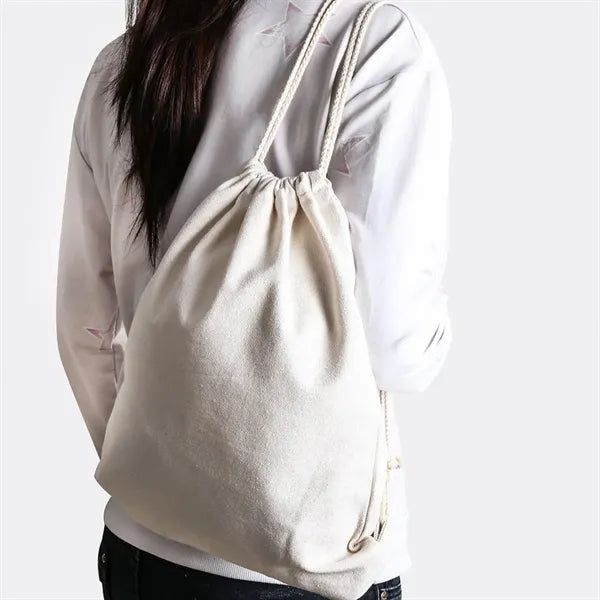 Canvas Cotton Drawstring Backpack Bag Sport Gym Sackpack