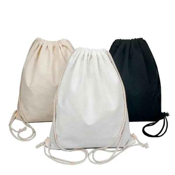 Canvas Cotton Drawstring Backpack Bag Sport Gym Sackpack