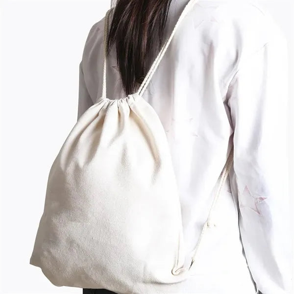 Canvas Cotton Drawstring Backpack Bag Sport Gym Sackpack