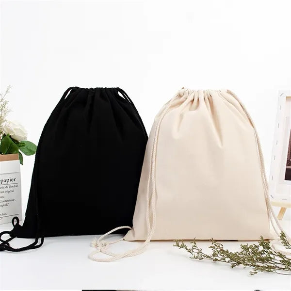 Canvas Cotton Drawstring Backpack Bag Sport Gym Sackpack