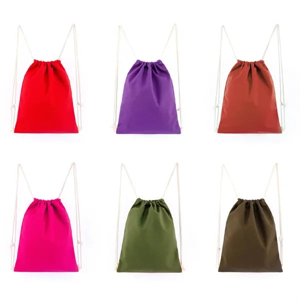 Canvas Cotton Drawstring Backpack Bag Sport Gym Sackpack