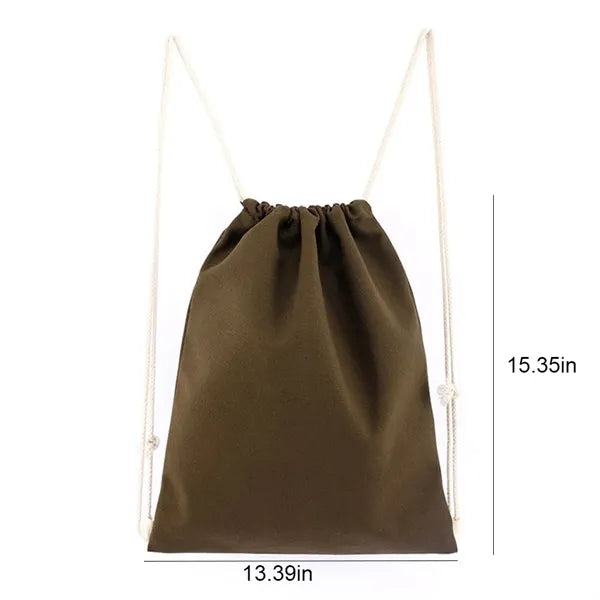 Canvas Cotton Drawstring Backpack Bag Sport Gym Sackpack