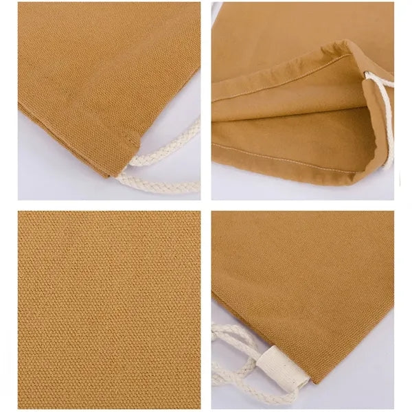 Canvas Cotton Drawstring Backpack Bag Sport Gym Sackpack