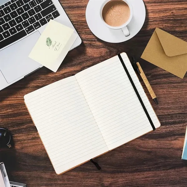 A5 Cork Coffee Grounds 180 Pages Notebook With Pen Holder