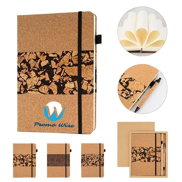 A5 Cork Coffee Grounds 180 Pages Notebook With Pen Holder