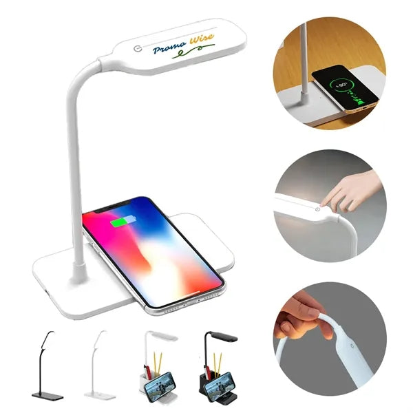 Rechargeable Adjustable Desk Lamp with Wireless Charging