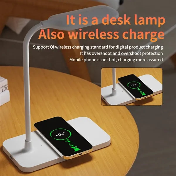 Rechargeable Adjustable Desk Lamp with Wireless Charging