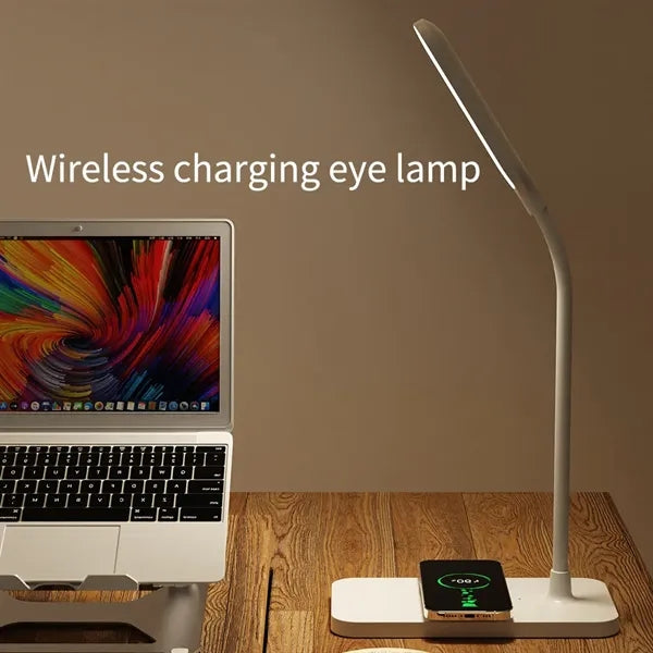 Rechargeable Adjustable Desk Lamp with Wireless Charging