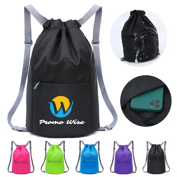 Large Drawstring Bag with Adjustable Shoulder Straps