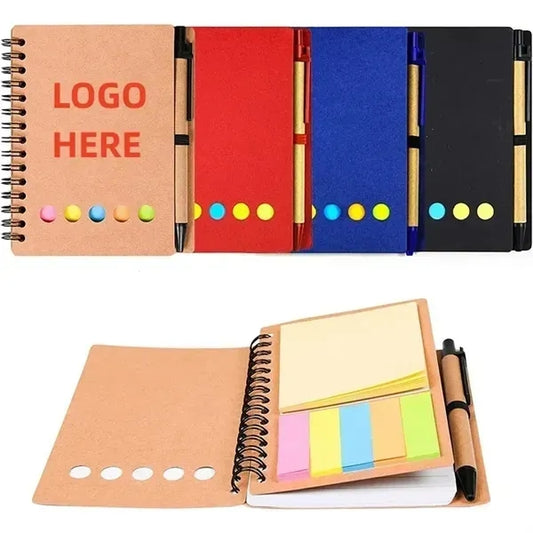 Kraft paper spiral notebook with pen