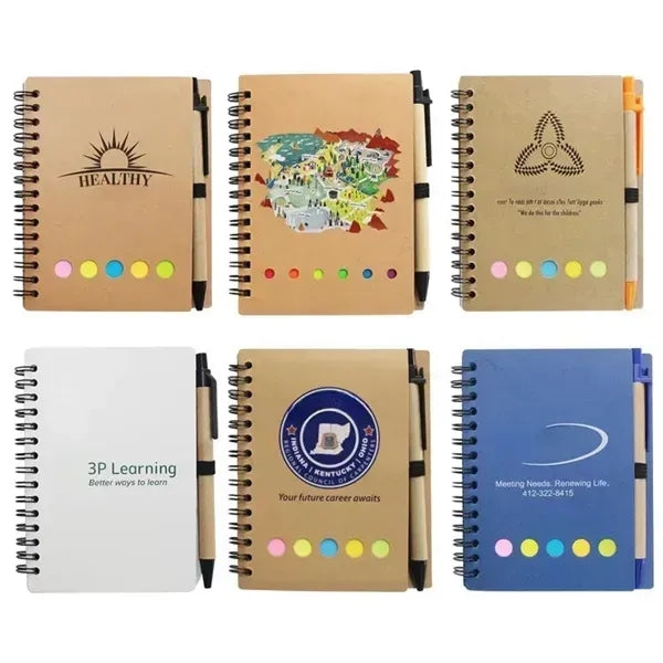 Kraft paper spiral notebook with pen