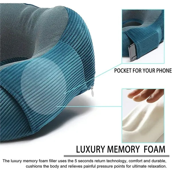 U-shaped Pure Memory Foam Travel Pillow & 4 Pieces Set